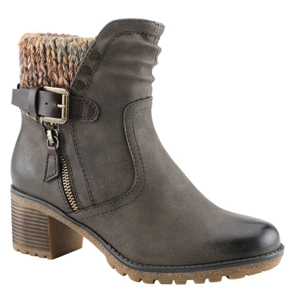 Spring Step Relife Style Rene Knee High Ankle Boots for Women | Shoes for Women with Zipper Closure, Sweater Knit Cuff and Faux Fur Insole