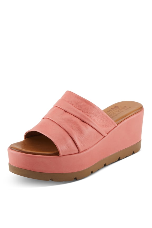 ALLERTON Women's Leather Wedge Platform Slip-On Sandals with Gathered Detail