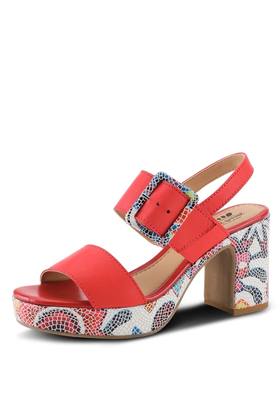 Azucar Women's Sandal with Leather Upper and Mosaic Block Heel