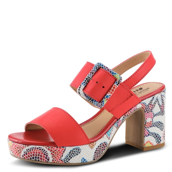 Spring Step Azucar Women's Sandal with Leather Upper and Mosaic Block Heel