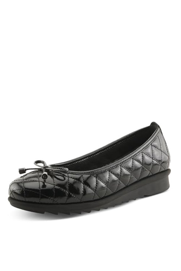 Women's BALLEQUINA Flats with Quilted Leather, Bow Detail, and Supportive Wedge