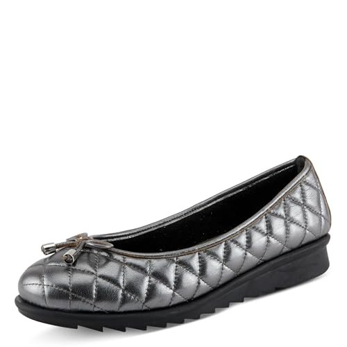 Spring Step Women's BALLEQUINA Flats with Quilted Leather, Bow Detail, and Supportive Wedge
