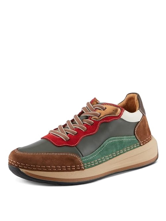 Women's Booker Sneakers with Premium Leathers, Geometric Pattern, and Removable Insoles
