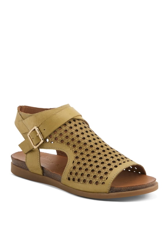COVINGTON Women's Leather Cut-Out Sandals with Ankle Coverage and Buckle Detail
