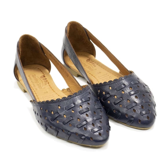 Spring Step Women's Delorse Pointed Toe Slip On Flats, Navy,10 M US