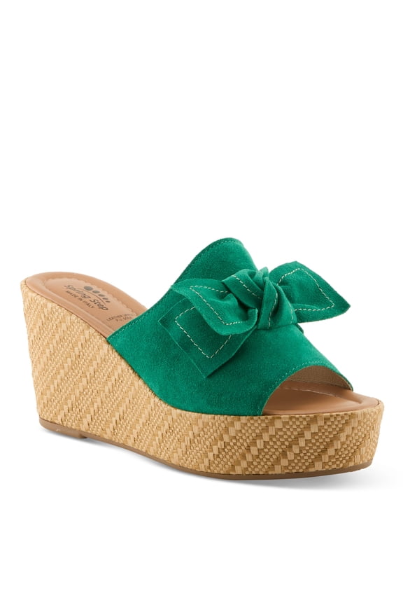 Women’s Ellyn-Woven Italian Suede Bow Wedge Sandal