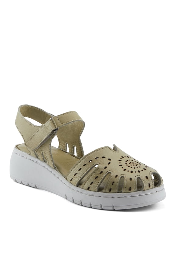 Women's GALAVIS Leather Wedge Sandals – Closed-Toe Sporty Sandal with Hook-and-Loop Closure and Cushioned Footbed