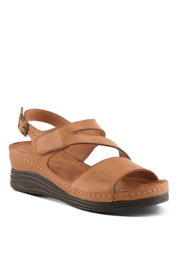 Women's GRIGGS Hook and Loop Backstrap Wedge Sandals - High-Quality Leather, Adjustable Fit, Made in Turkey
