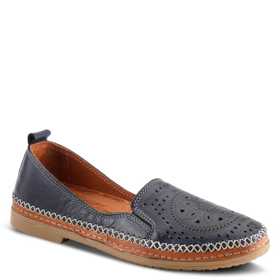 Spring Step Women’s Ingrid Loafers – Premium Leather Slip-On with Laser Cutout Design, Elastic Goring and Lightweight Flat Sole for Comfortable Stylish Wear