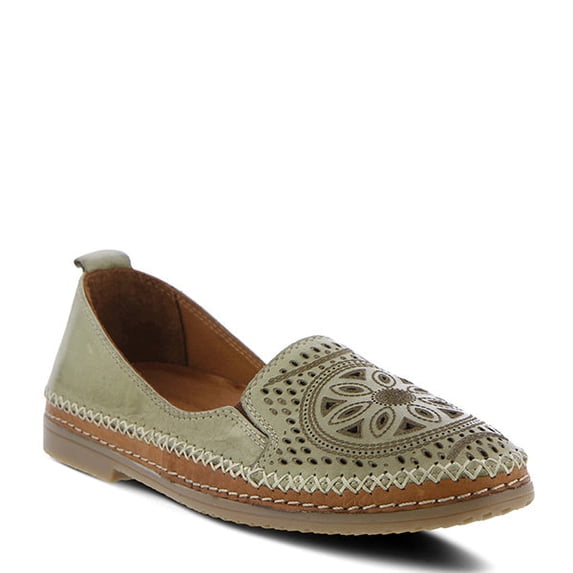 Spring Step Women’s Ingrid Loafers – Premium Leather Slip-On with Laser Cutout Design, Elastic Goring and Lightweight Flat Sole for Comfortable Stylish Wear