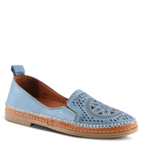 Spring Step Women’s Ingrid Loafers – Premium Leather Slip-On with Laser Cutout Design, Elastic Goring and Lightweight Flat Sole for Comfortable Stylish Wear