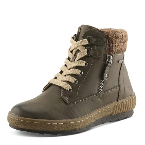 Spring Step Relife Karlene Waterproof Ankle Boots for Women | Shoes for Women with Sweater Top, Decorative Zipper and Cozy Sherpa Lining