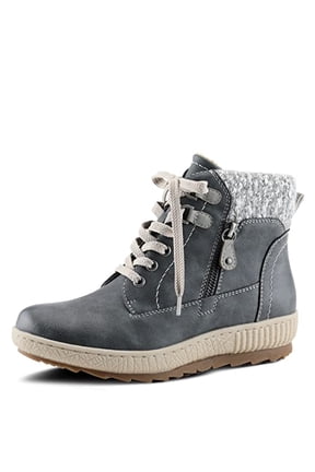 Relife Karlene Waterproof Ankle Boots for Women | Shoes for Women with Sweater Top, Decorative Zipper and Cozy Sherpa Lining