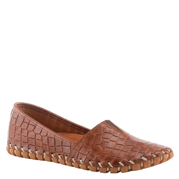 Spring Step Kathaleta-Croco Shoes for Women - Ladies Leather Booties with Rubber Outsole - Comfortable Slip-On Flat Shoes for Womens