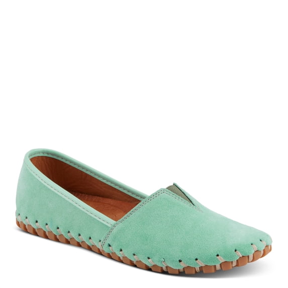 Spring Step Women's Kathaleta Premium Leather Slip-On Moccasin Shoes – Comfortable Flat Ladies Shoes with Removable Insole, Rubber Sole & Elegant Stitch Detailing