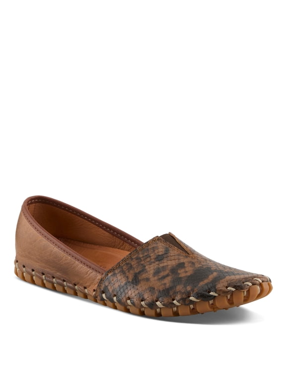 Women's Kathaleta Premium Leather Slip-On Moccasin Shoes – Comfortable Flat Shoes with Removable Insole, Rubber Sole & Elegant Stitch Detailing
