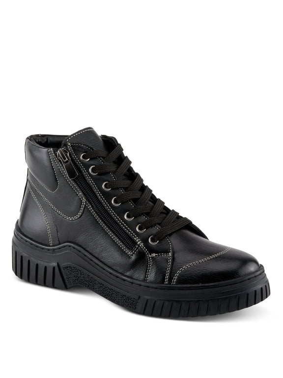 Women's LOEVA High-Top Sneakers with Stylish Zipper, Premium Leather, and Faux Fur Lining