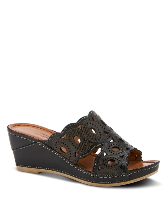 Labarnas Women’s Leather Wedge Sandal with Comfort Insole