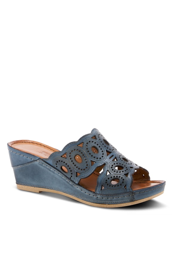 Labarnas Women’s Leather Wedge Sandal with Comfort Insole