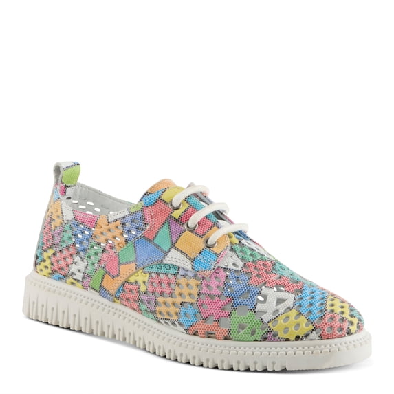 Spring Step Women's Mulan Lace-up Leather Sneaker – Perforated Design with Removable Insoles