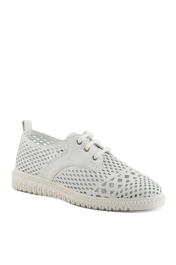 Women's Mulan Lace-up Leather Sneaker – Perforated Design with Removable Insoles