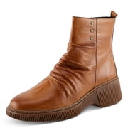 Spring Step Womens NAYANA Booties with Ruching Leather, Metal Rivets, and Removable Insoles