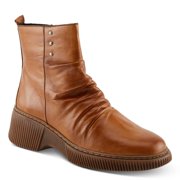 Spring Step Womens NAYANA Booties with Ruching Leather, Metal Rivets, and Removable Insoles
