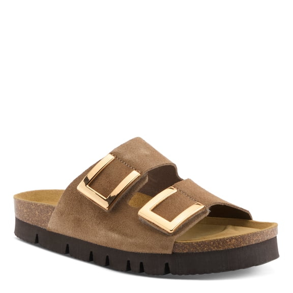 Spring Step NESCONSET Women's Slip-On Sandals - Moldable Footbed, Adjustable Hook and Loop Straps, Antique Finished Buckles