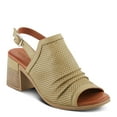 thumbnail image 1 of Spring Step NOCTIUM Women's Stacked Heel Sandals with Perforated Leather Upper and Peep-Toe Detail, 1 of 2