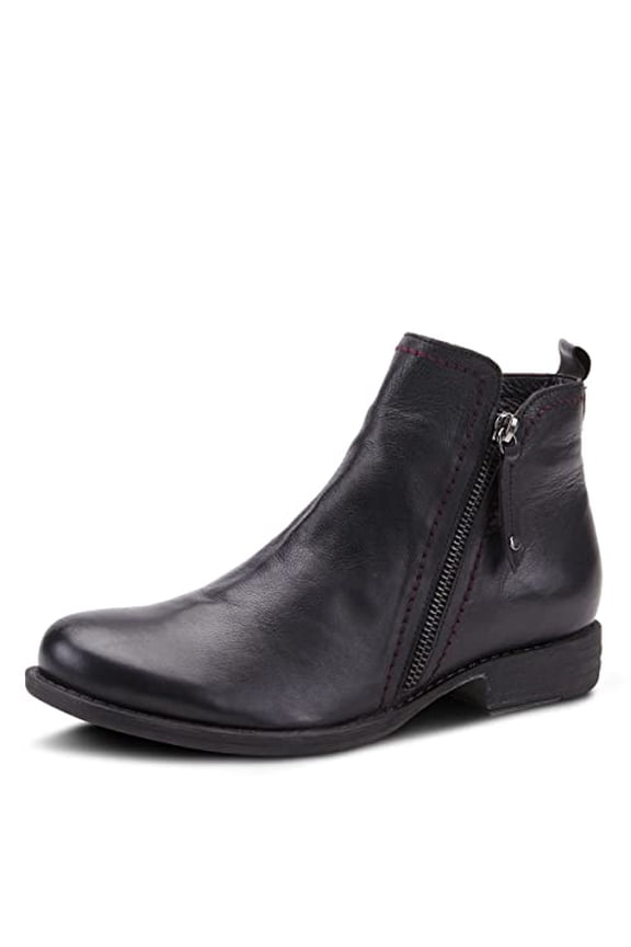 Oziel Waterproof Leather Ankle Boots for Women | Women Shoes with Decorative Zipper, Adjustable Lace Up Closure and Chunky Flat Heel
