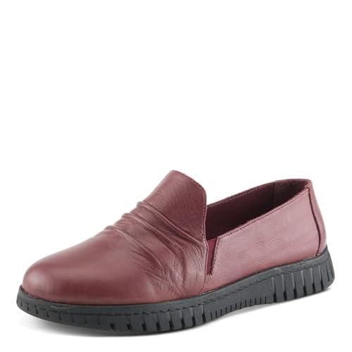 Spring Step Women's Patton Slip-On Shoes with Twin Elastic Gore, Ruching Leather, and Removable Insoles