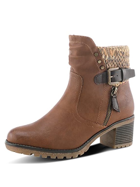 Relife Style Rene Knee High Ankle Boots for Women | Shoes for Women with Zipper Closure, Sweater Knit Cuff and Faux Fur Insole