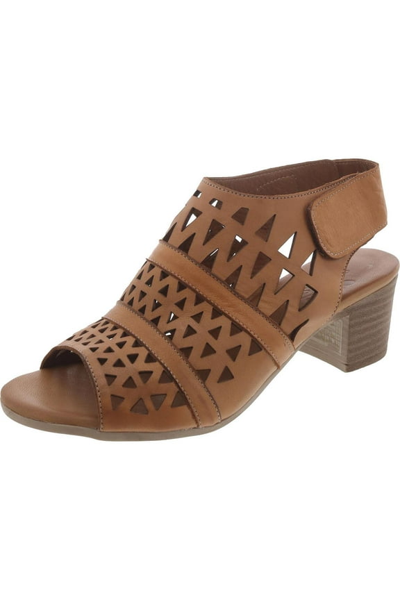 Womens DOROTHA Leather Peep Toe Block Heel