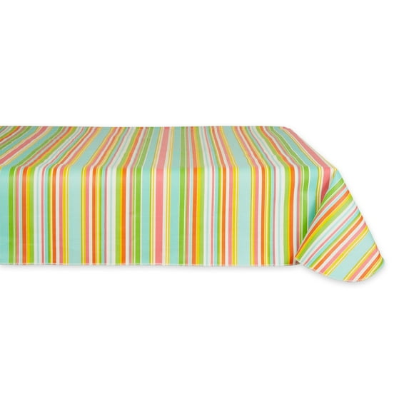 Multi-Color Fabric Spring Stripe Vinyl Tablecloth 60x84