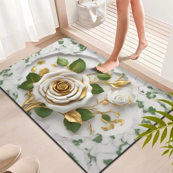 Spring Sturdy Floral Door Mat with Non Slip Backing for Indoor and Outdoor Use