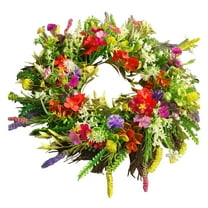 Spring Summer Artificial Flower Wreath for Front Door | Buttercup & Green Simulation Dried Floral Decor | 40cm or 35cm Size | 1 Piece