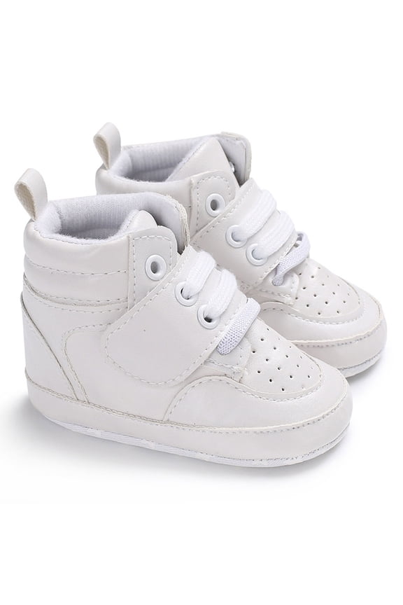 Spring Summer Baby Toddler Sneakers Boys Girls Floor Sports Shoes Flat Breathable Light High Top Solid, 12-18 Months, White