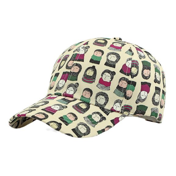 Spring Summer Baseball Cap Women Sun Protection Sun Hat Personality Cartoon Print Duckbill Cap Men Hard Top Korean Version Hat Trendy