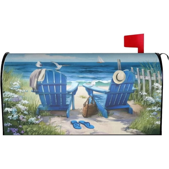 Spring Summer Beach Mailbox Covers Magnetic Letterbox Covers 21x18 Inch For Garden Outdoor Decoration