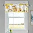 thumbnail image 1 of Spring Summer Bee Honey Truck Curtains Valance for Windows, Yellow Daisy Flower Honeycomb Bumblebee Short Half Topper Rod Pocket, Seasonal Home Living Room Bedroom Decor 54" x 18", 1 of 6