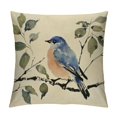 thumbnail image 1 of Spring Summer Birds Decorative Throw Pillow CoversChickadee Goldfinch Bluebird Porch Outdoor Home Decor, Sparrow Branches Vintage Couch Cushion Case, 1 of 5