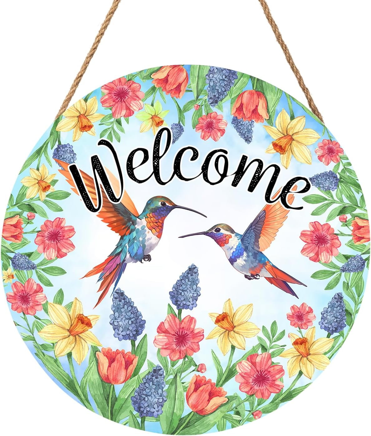 Spring Summer Birds Door Sign Round 12 X 12 Inches Spring Door