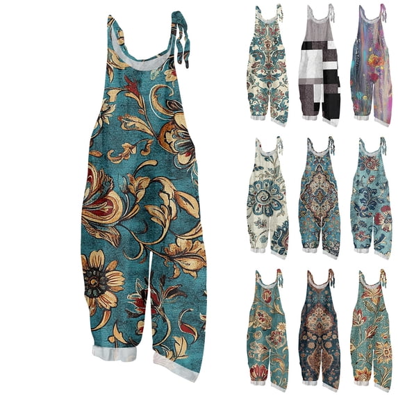 Spring Summer Boho Overalls for Women 2026 Hippie Cloth Floral Print ...