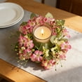 thumbnail image 1 of Spring Summer Candle Wreath Centerpiece with Artificial Flowers for Dining Table Decor, Party, Wedding, Home Decoration, Floral Candle Ring for Cylindrical Candles and Lanterns, 1 of 6