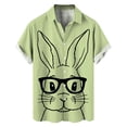thumbnail image 1 of Spring Summer Casual Button Down Shirt Men's Easter Rabbit Print Short Sleeve Green L, 1 of 4