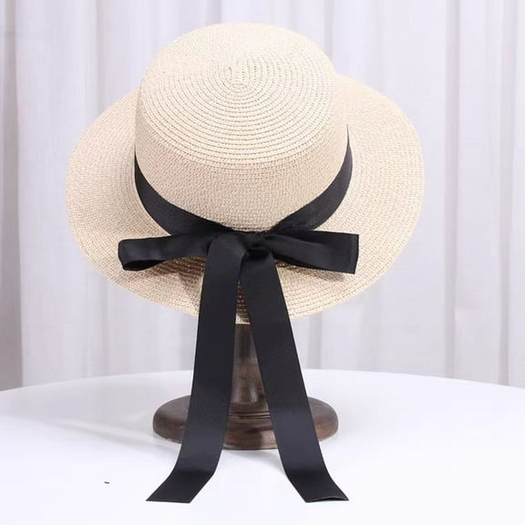 Spring Summer Classics Straw Hat Female Flat Top Bucket Hats Chapeu Sweet Bow Sombrero Mujer Fedora Sun Cap Panama Bob