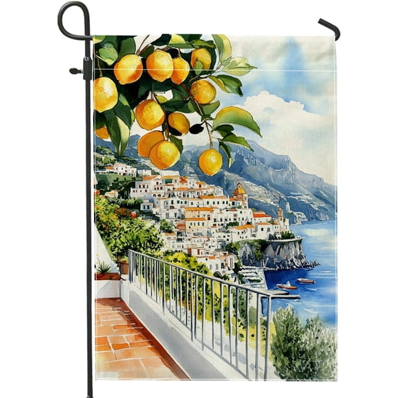 Spring Summer Coastal Garden Flag Double Sided Burlap Outdoor Lawn Decoration Beach Themed Party Flag 12x18 Inch