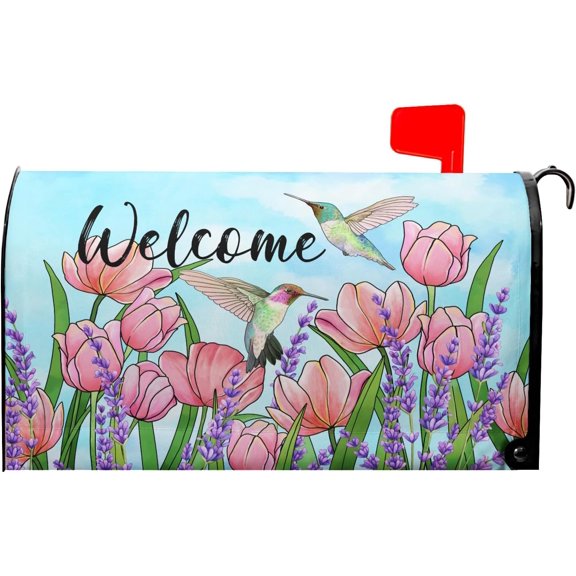 Spring Summer Colorful Flowers Mailbox Covers Magnetic Standard Size 18"x21" Spring Butterfly Floral Magnetic Mailbox Cover Wildflowers Mailbox Wraps Post Letter Box Cover Decor for Home Garden Yard