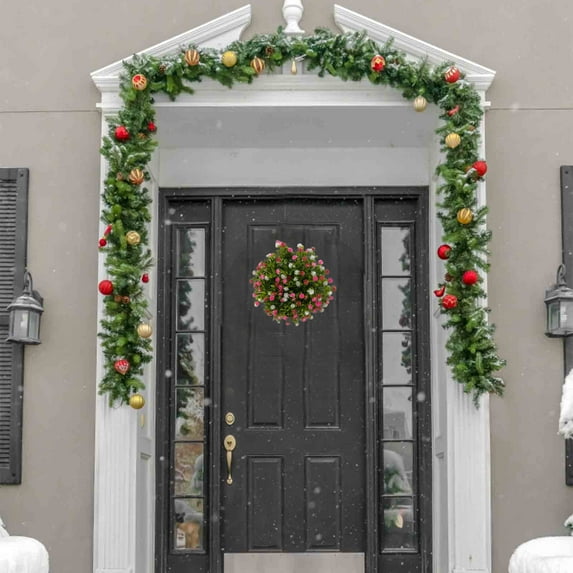 Spring Summer Colorful Leaf Wreath | Artificial Plastic Floral Front Door Decoration | 13.13in Vibrant Yellow Buttercup Garland | Home, Gate, Party Decor | Housewarming Gift Idea