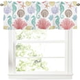 thumbnail image 1 of Spring Summer Coral Starfish Kitchen Curtains Valances for Windows Coastal Beach Seashell Valance Red Green Short Rod Pocket Window Curtain 1 Panel for Window Treatment Decorations 54x18inch, 1 of 6